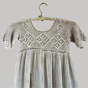 Victorian Crochet Christening Dress 19th C. Handmade Lace Heirloom Toddler Gown